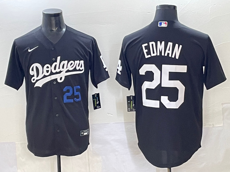 Men Los Angeles Dodgers #25 Edman black Nike MLB jersey style 8->los angeles dodgers->MLB Jersey
